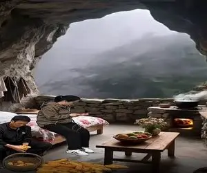 معماری خلاقانه؛ تو غار خونه مستحکم ساختن بیرون طوفان و بورانه شدید هیچیشون نمیشه