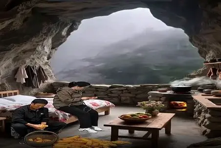 معماری خلاقانه؛ تو غار خونه مستحکم ساختن بیرون طوفان و بورانه شدید هیچیشون نمیشه