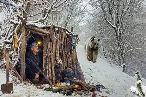 معماری خلاقانه؛ ساخت خانه چوبی جنگلی در زمستان برای خورده نشدن توسط خرس قطبی