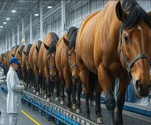 فرآوری اسب؛ اسب در حال احتضار کز میدن پوستشو بکنن برا چرم و گوشتش برا صادرات