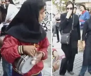آواز خیابانی؛ دو تا دختر نوجوان با روپوش مدرسه تو بازار بتراش ای سنگ تراش می خونن