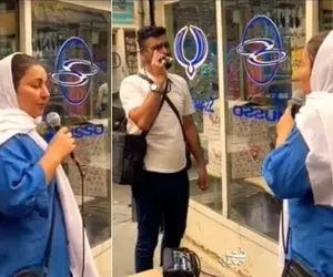 آواز بهشتی؛ تو بازار شلوغ زوج هنرمند با خوندن من یه پرنده ام ایرج همه رو غافلگیر کردن