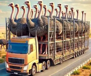 فرآوری شترمرغ؛ بعد کندن پر شترمرغ درسته میجوشونه ریش میکنه میذاره رو پیتزا