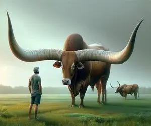 گاو باورنکردنی؛ شاخ گاو 1200 کیلویی و برش میزنن اینقدر تیزه باهاش اسلحه بسازن