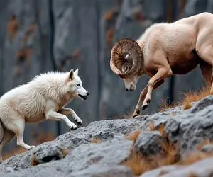 شاهکار حیات وحش؛ دوئل قوچ ها بر تاقچه های باریک صخره های کوهستان