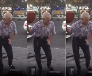 آواز خیابانی؛ ببینید این پیرمرد با این سن چطور ساز میزنه و میرقصه ماشاالله داره!