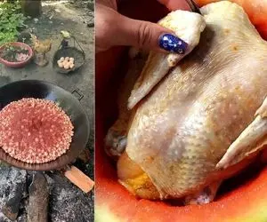غذای هندوانه ای؛ هندوانه رو می ندازن تو روغن داغ و باهاش یه خوردنی محشر می سازن
