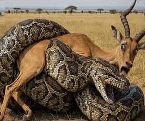 مستند حیات وحش / پیتون غول حلقه مرگ انداخت دور کل یالدار جونش در رفت