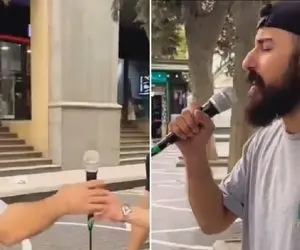 آواز بهشتی؛ داشت رد میشد خواننده خیابانی رو دید یهو زد زیر آواز همه کیف کردن