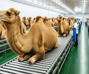 فرآوری شتر؛ شتر میچرخونن تو کارخونه شیره اش که کشیده شد بزنن زمین برای گوشتش