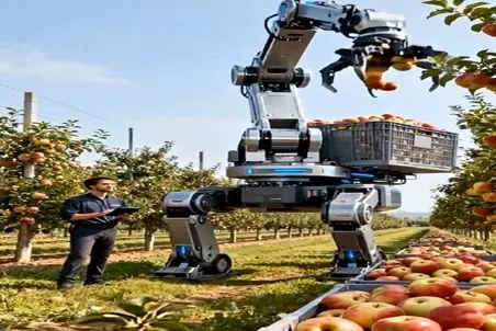 کشاورزی نوین؛ ماشین میوه چین ساختن با تبلت وصل میشن قدشو بلند کوتاه میکنن میوه میچینه