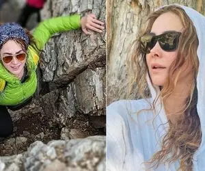 رُخ اومدن جذاب آنا نعمتی اون بالا مالاهااا؛ شیطونی معرکه خانوم تو نوک کوه!