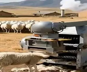 دامداری نوین؛ به جای چیدن دستی پشم ها با دستگاه خودکار گوسفندا رو قلفتی لختن میکنن
