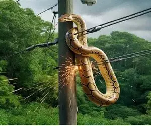 مستند حیات وحش؛ آناکوندا غول برای بلع طعمه پیچید دور تیر جِزش دراومد