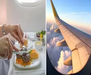 نحوه پذیرایی در هواپیما / ببین تو ایران چه خبره تو آسمون برات کباب بره میزنن رو منقل!