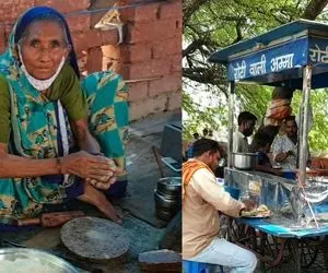 غذای خیابانی؛ ببینید این مادر بزرگ 80 ساله هندی کنار جاده چه طعام لذیذی میده دست مردم