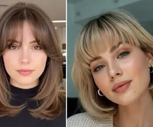 مدل های جلو موی دخترانه 1405؛ چتری پرده ای به این فرم صورت میاد، چتری صاف به اون یکی