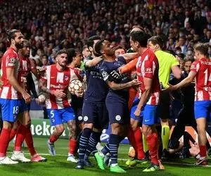 (عکس) درگیری باورنکردنی بازیکنان اتلتیکومادرید و منچسترسیتی! 