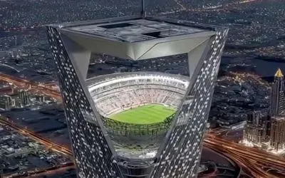معماری خلاقانه؛ عربا شاخ شدن اولین ورزشگاه هوایی دنیا رو بالا برج میسازن شوک کننده اس