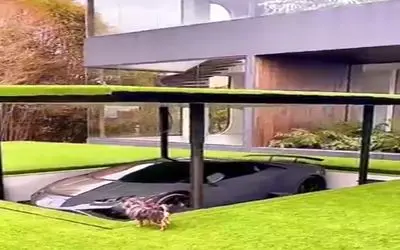 معماری خلاقانه؛ پارکینگ زده هم سطح زمین ماشین زیر زمینه با یه دکمه میاد بالا