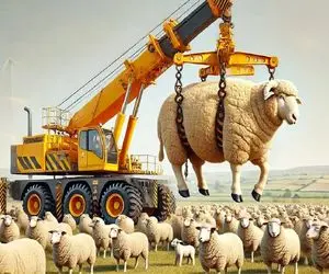 جابه جایی جانکاه؛ گوسفند با بیل مکانیکی غول دار میزنه تیماج کرده سر میبره برا کوبیده