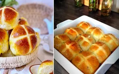 طرز تهیه نان هات کراس بانز با پف زیاد و بافت عالی / بهترین دستور برای پخت نان سوئدی