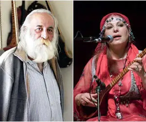 بوسه قشنگ کامکار بر مزار همسرش استاد محمدرضا لطفی + ویدئو