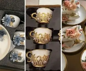 فنجون های مد شده به سبک جهیزیه ی دختران شیخ های عرب؛ لاکچری بودن از سر و روشون میباره