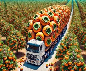 کشاورزی بدیع؛ با تکنولوژی مدرن ت. 2 متر زمین خرمالو کاشتن 1000000تا برداشت کردن