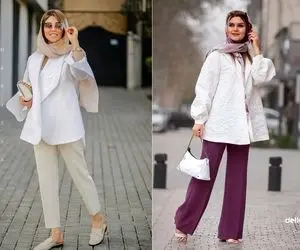 با مانتو شلوار سفید یه تیپ حال خوب کن  بزن؛ هفت استایل شیک و باکلاس با سفید