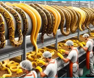 فرآوری مار؛ مار هم دور ریز نداره زهرش میشه دارو گوشتش میشه کباب پوستش میشه کمربند