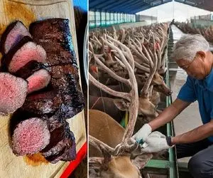 فرآوری گوزن؛ گوزن پرورش میدن نه به خاطر گوشت لذیذش بلکه بیشتر واسه شاخ تیزش