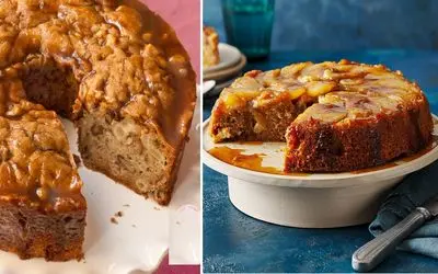 طرز تهیه کیک سیب کاراملی با فر و بدون فر / یه کیک خونگی با پف زیاد و طعم عالی