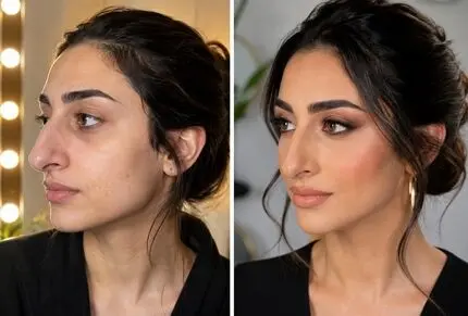 بهترین آرایش صورت مناسب دماغ بزرگ؛ کانتورینگ بینی، سبک میکاپ چشم و فرم دهی چهره