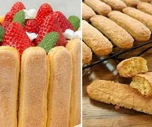 طرز تهیه بیسکوئیت لیدی فینگر / دستور پخت راحت و اندازه ها با پیمانه