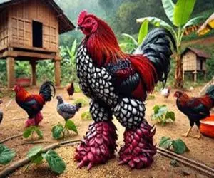 کارخانه حیوانات؛ با تزریق هورمون خوک و خروس پرنده تخم گذار تولید کرده با هیبت خوک