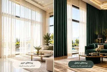 بهترین طرح و رنگ پرده مناسب خونه های ویلایی: تعادلی جذاب و اصیل با انتخاب درست پرده