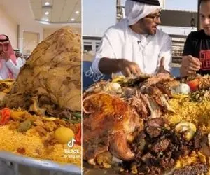 غذای دیار عربها / یجور شتر بیچاره رو زدن زمین و پختن که انگار یه اتوبوسن چقدر میخورن