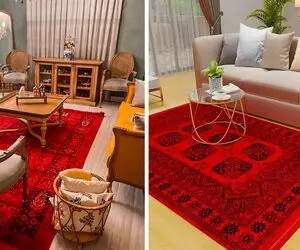 طراحی های متنوع فرش قرمز لاکی / اصالتی که از سر و روشون میباره و سبک ست سازی با مبل