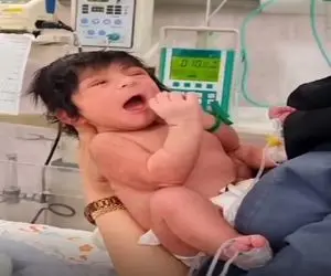 آواز شاد؛ نینی بلا موهاشو هر مدل شونه میکنن یه جور خاص ژست میگیره دلت میره