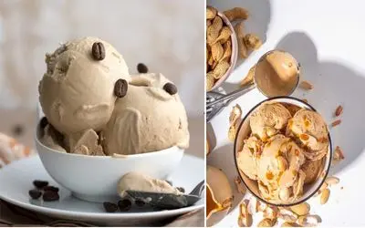 طرز تهیه دو نوع بستنی خوشمزه / بستنی قهوه و بستنی بادام زمینی بدون ثعلب و بدون دستگاه