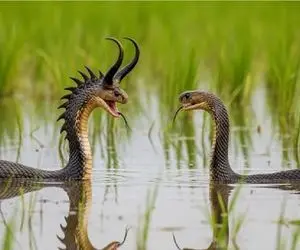 مستند حیات وحش / چه اتفاقی می افتد اگر دو کبری سمی به هم بپیچند؟