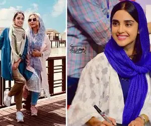 تیپ لب آبی "الهه حصاری" با مامانِ خوشگل تر از خودش؛ خانوم چقدرم ناز داره!