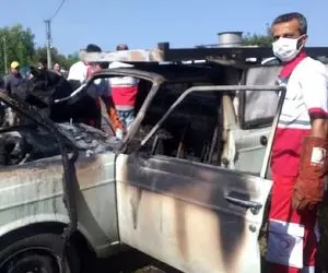 مرد صومعه سرایی که در پیکان وانت خود زنده زنده سوخت