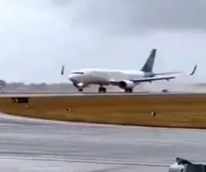 معماری طبیعت؛ شرایط جوی هواپیما رو چپ و راست کرد رفت قاطی باقالیا