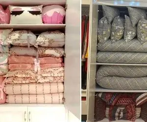 ترفند جا کردن لحاف تشک تو کمد دیواری / اینجوری میتونی خوشگل و دسته گل رختخواب بچینی