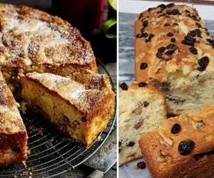 طرز تهیه کیک صبحانه کشمشی گردویی / پف زیاد و بافت سبک این کیک بی نظیره