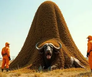 حیات وحش مصنوعی؛ تلاش نیک مردان برای خلاصی گاومیش پوشیده از قارچ انگل‌ کشنده