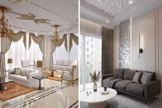 طراحی داخلی واحد 85 متری ایرانی به سبک دیزاینرهای قاره آمریکا؛ (چیدمان مبل و فرش)