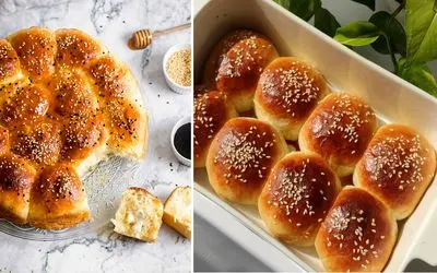 طرز تهیه نان کندو پنیری / بهترین دستور برای پخت نان لانه زنبوری مغزدار